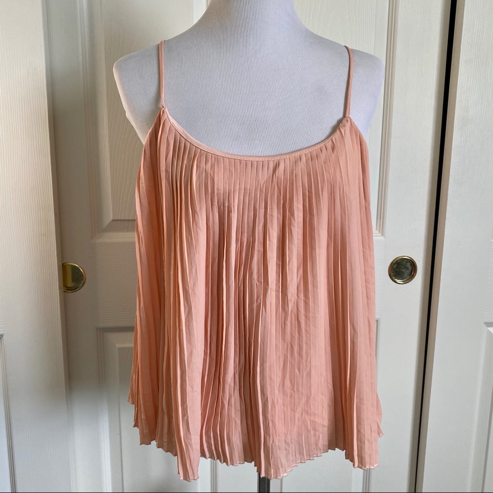 rue21 Peach Blush Fully Pleated Accordion Swing Camisole Tank Top Size Small